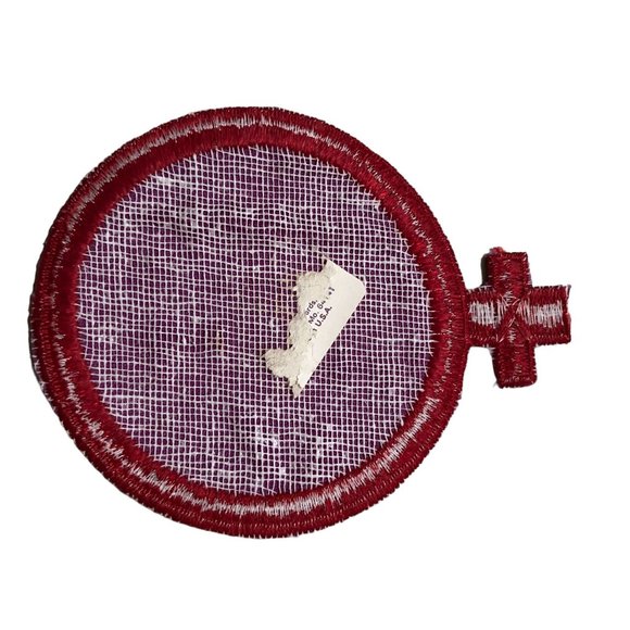 Vintage Rumper Stitcher Female Hippie Patch Red Purple 3"x3.5"  Hallmark Pocket - Picture 6 of 10